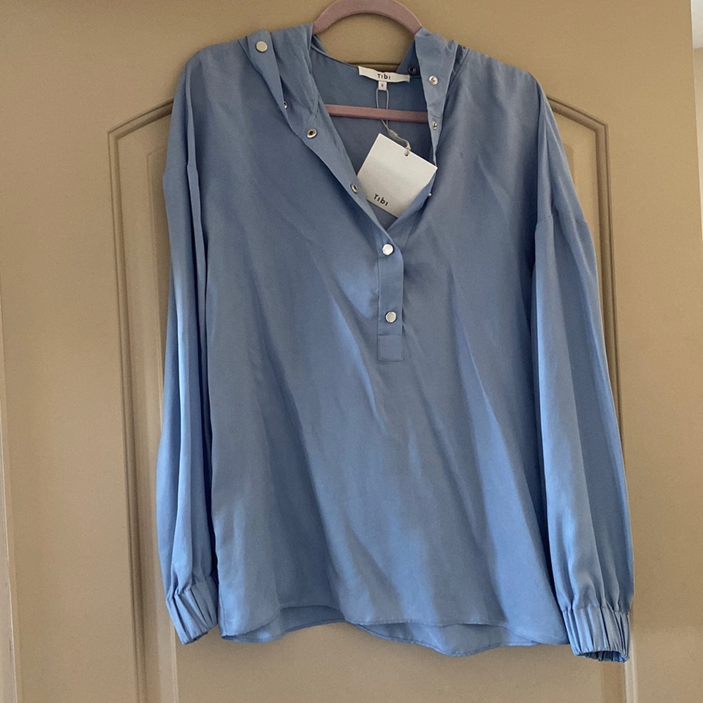 Tibi Light Blue Pullover Polyester Blouse